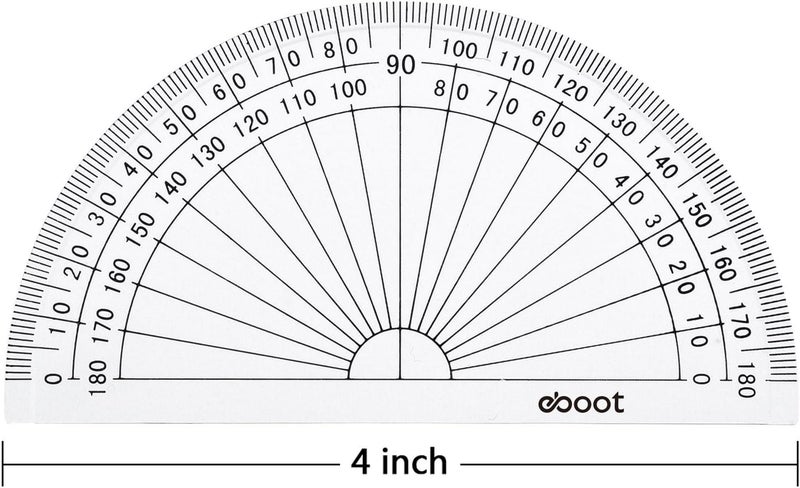 eBoot 2 Pcs Plastic Protractor Clear 180 Degrees Transparent Protractor for Geometry, 4 Inch and 6 Inch - Image 5